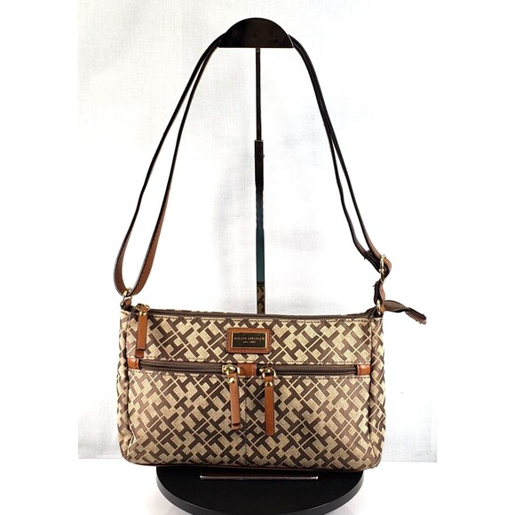 Vintage Tommy Hilfiger Croosbody TH Logo Brown Bag - Picture 1 of 16